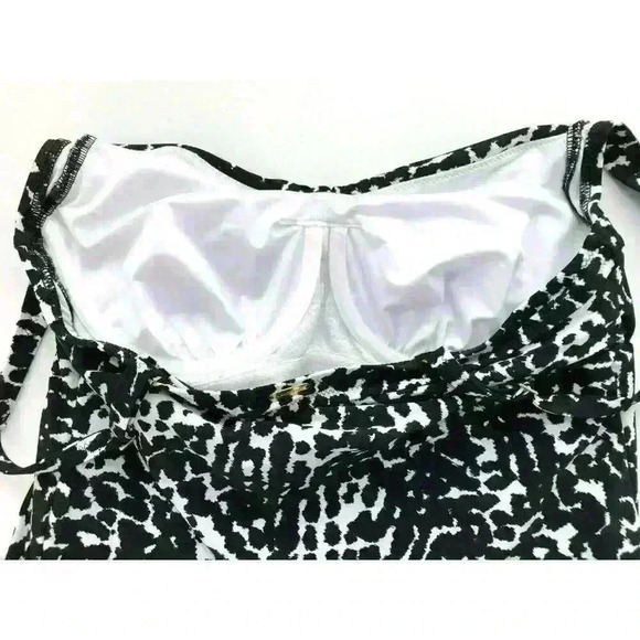 Lands' End tankini top size 10 adjustable straps built in bra animal print black - Picture 7 of 11